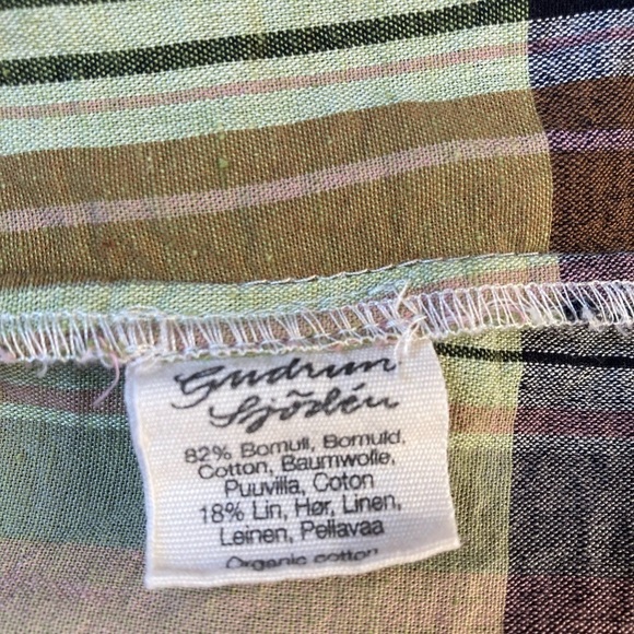 Gudrun Sjoden Women's Dress Cotton Linen Plaid Multicolor Midi Dress Lagenlook - Picture 7 of 9